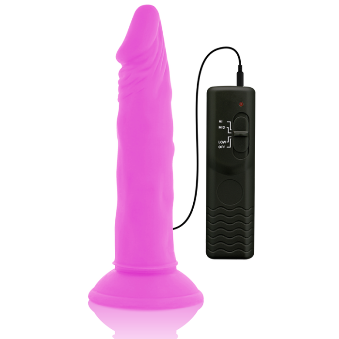 DIVERSIA - DILDO REALISTICO FLEXIBLE CON VIBRACION LILA 23 CM -O- 4.3 CM - Imagen 4