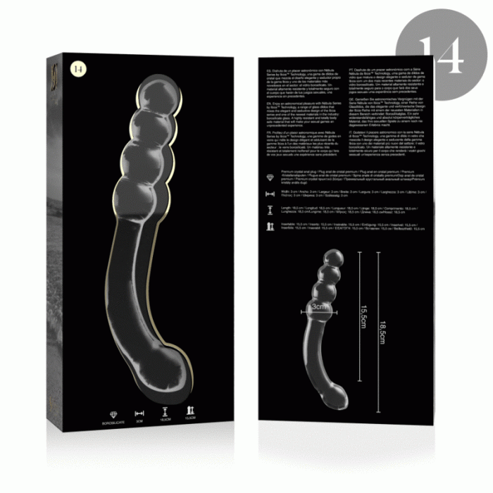 NEBULA SERIES BY IBIZA - MODELO 14 DILDO CRISTAL TRANSPARENTE 18.5 CM -O- 3 CM