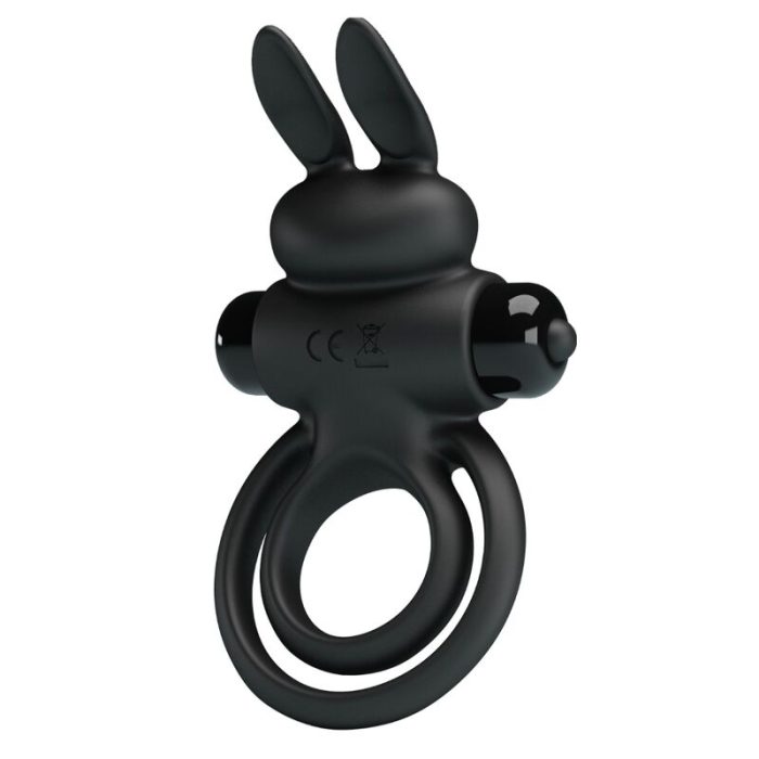 PRETTY LOVE - ANILLO VIBRADOR III CONEJO PARA PENE NEGRO - Imagen 2