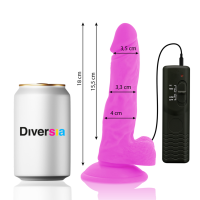 DIVERSIA - DILDO REALÍSTICO FLEXIBLE CON VIBRACIÓN LILA 18 CM -O- 4 CM - Imagen 3