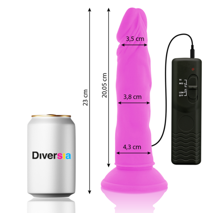 DIVERSIA - DILDO REALISTICO FLEXIBLE CON VIBRACION LILA 23 CM -O- 4.3 CM - Imagen 3