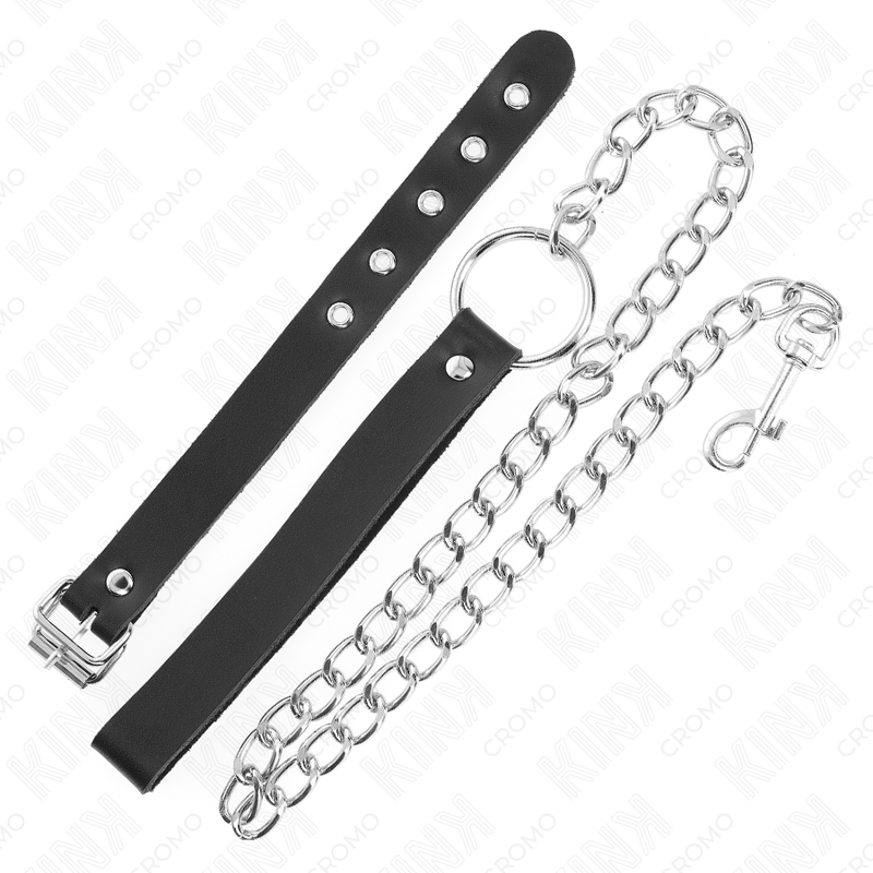 KINK - ANILLO PENE CUERO CON CORREA 21.5 X 2 CM Y CADENA METAL 60 CM - Imagen 3