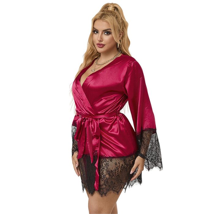 SUBBLIME - 953812 ELEGANTE CAMISON DE ENCAJE + TANGA ROJO S/M - Imagen 4