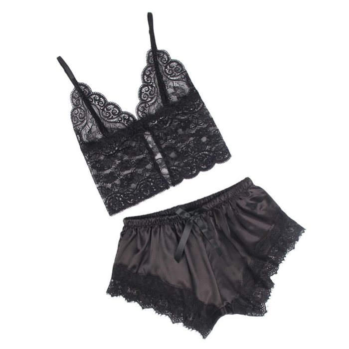 SUBBLIME - 953942 PIJAMA SEXY SATEN Y  ENCAJE NEGRO L/XL - Imagen 4