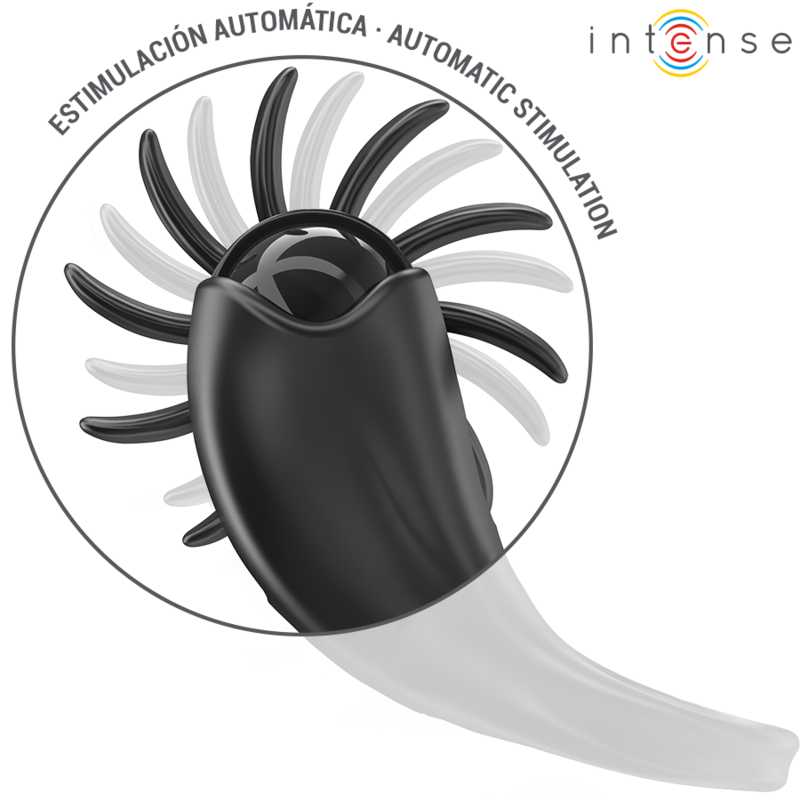 INTENSE - MABEL ANILLO VIBRADOR 10 VIBRACIONES CON ESTIMULADOR DE CLÍTORIS NEGRO - Imagen 4