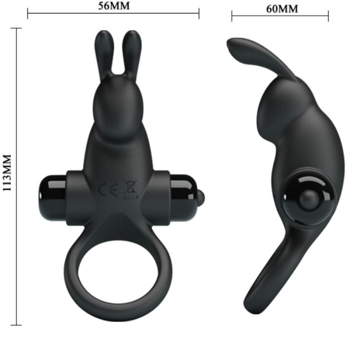 PRETTY LOVE - ANILLO VIBRADOR + ESTIMULADOR RABBIT CLÍTORIS 10 VIBRACIONES NEGRO - Imagen 3