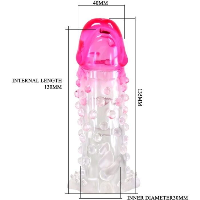 PRETTY LOVE - WILFORD FUNDA REALÍSTICA ALARGADORA CON RELIEVE PARA PENE ROSA - Imagen 5