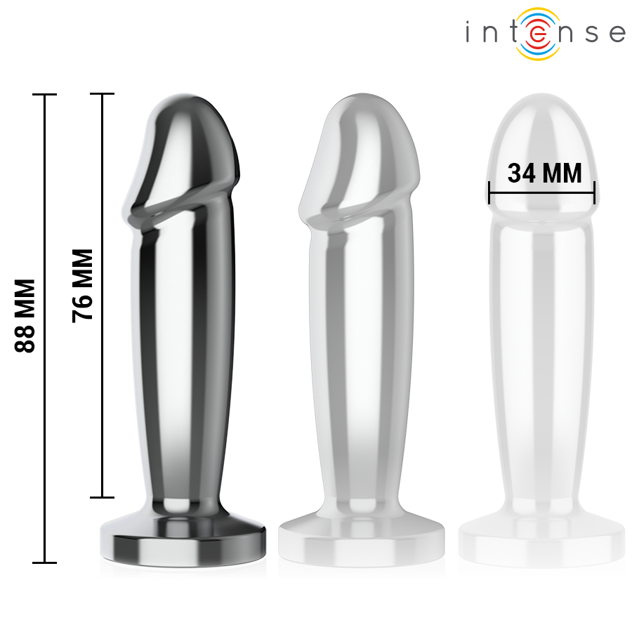 INTENSE - PLUG ANAL 10 VIBRACIONES METAL EN FORMA DE DILDO CON CONTROL REMOTO S - Imagen 5