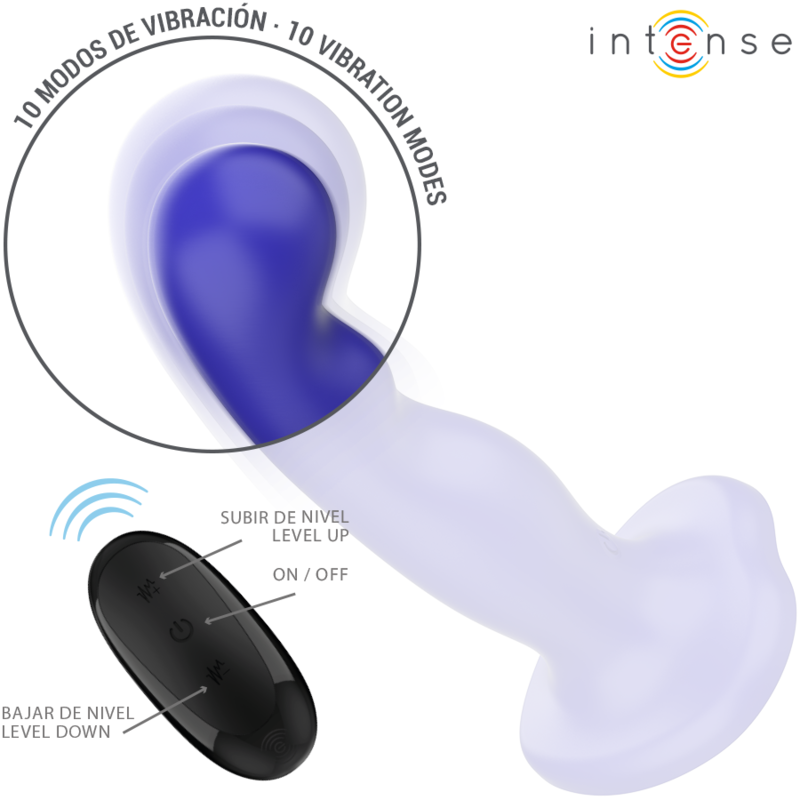INTENSE - SHORTY VIBRADOR CON VENTOSA AZUL CONTROL REMOTO - Imagen 4