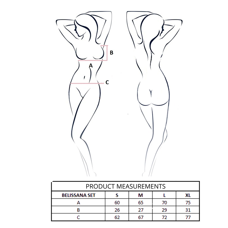 PASSION - BELISSANA SET SUJETADOR + TANGA NEGRO S/M - Imagen 4