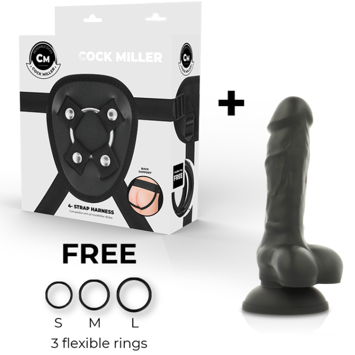 COCK MILLER - ARNES + DILDO SILICONA DENSITY COCKSIL ARTICULABLE NEGRO 13 CM - Imagen 2